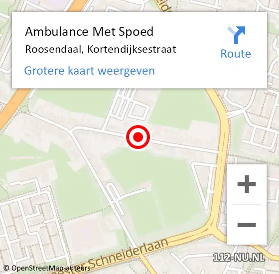 Locatie op kaart van de 112 melding: Ambulance Met Spoed Naar Roosendaal, Kortendijksestraat op 19 oktober 2019 11:46