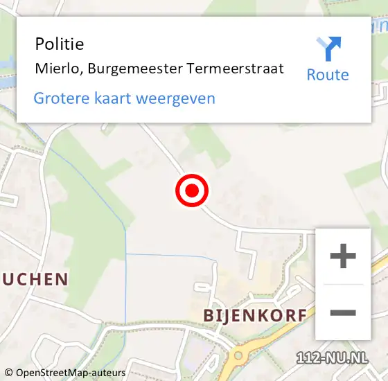 Locatie op kaart van de 112 melding: Politie Mierlo, Burg Termeerstraat op 19 oktober 2019 12:22