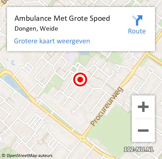 Locatie op kaart van de 112 melding: Ambulance Met Grote Spoed Naar Dongen, Weide op 19 oktober 2019 12:37