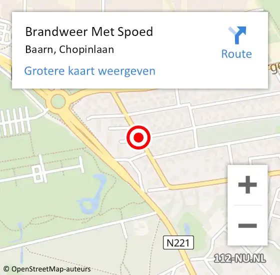 Locatie op kaart van de 112 melding: Brandweer Met Spoed Naar Baarn, Chopinlaan op 19 oktober 2019 12:42