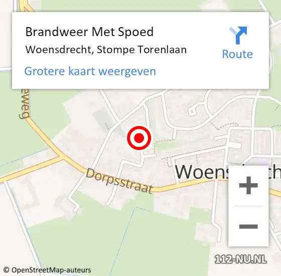 Locatie op kaart van de 112 melding: Brandweer Met Spoed Naar Woensdrecht, Stompe Torenlaan op 19 oktober 2019 13:25