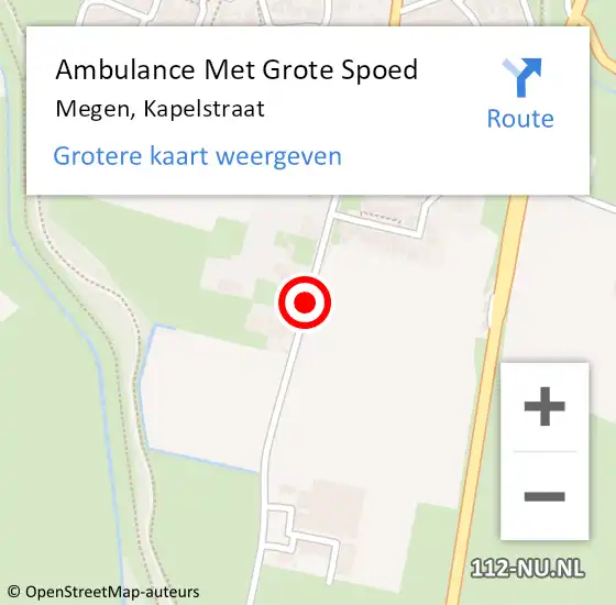 Locatie op kaart van de 112 melding: Ambulance Met Grote Spoed Naar Megen, Kapelstraat op 19 oktober 2019 13:27