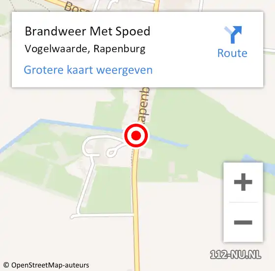 Locatie op kaart van de 112 melding: Brandweer Met Spoed Naar Vogelwaarde, Rapenburg op 19 oktober 2019 13:53