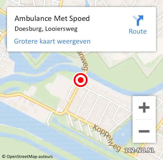 Locatie op kaart van de 112 melding: Ambulance Met Spoed Naar Doesburg, Looiersweg op 19 oktober 2019 14:32