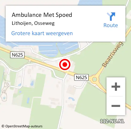 Locatie op kaart van de 112 melding: Ambulance Met Spoed Naar Lithoijen, Osseweg op 19 oktober 2019 15:12