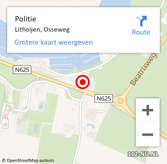 Locatie op kaart van de 112 melding: Politie Lithoijen, Osseweg op 19 oktober 2019 15:13