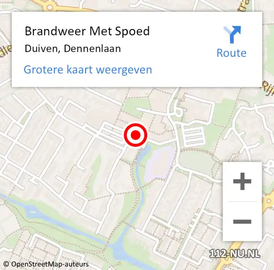 Locatie op kaart van de 112 melding: Brandweer Met Spoed Naar Duiven, Dennenlaan op 19 oktober 2019 16:08