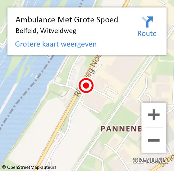 Locatie op kaart van de 112 melding: Ambulance Met Grote Spoed Naar Belfeld, Witveldweg op 19 oktober 2019 16:41