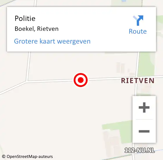Locatie op kaart van de 112 melding: Politie Boekel, Rietven op 19 oktober 2019 16:55