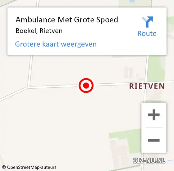 Locatie op kaart van de 112 melding: Ambulance Met Grote Spoed Naar Boekel, Rietven op 19 oktober 2019 16:55