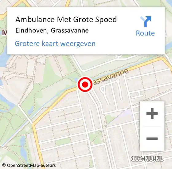 Locatie op kaart van de 112 melding: Ambulance Met Grote Spoed Naar Eindhoven, Grassavanne op 19 oktober 2019 17:10