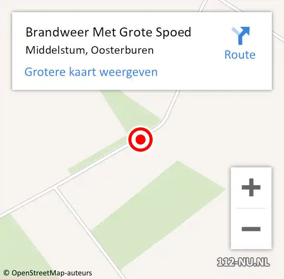 Locatie op kaart van de 112 melding: Brandweer Met Grote Spoed Naar Middelstum, Oosterburen op 19 oktober 2019 17:24