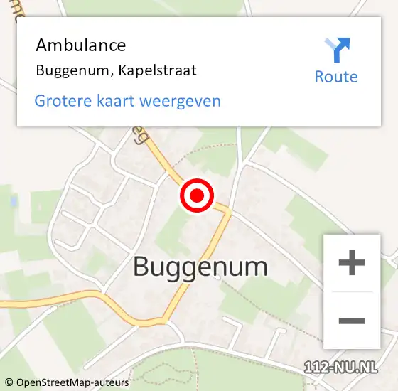 Locatie op kaart van de 112 melding: Ambulance Buggenum, Kapelstraat op 19 oktober 2019 17:51