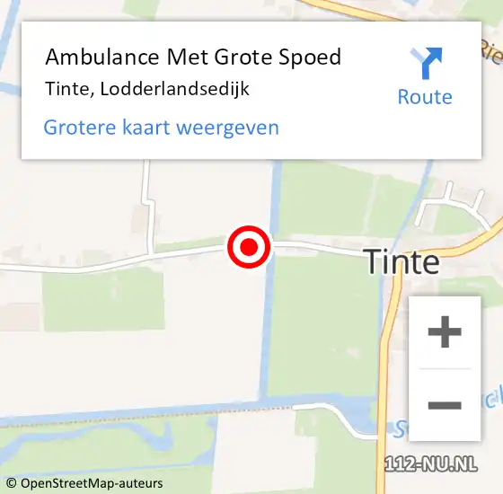 Locatie op kaart van de 112 melding: Ambulance Met Grote Spoed Naar Tinte, Lodderlandsedijk op 17 april 2014 09:12