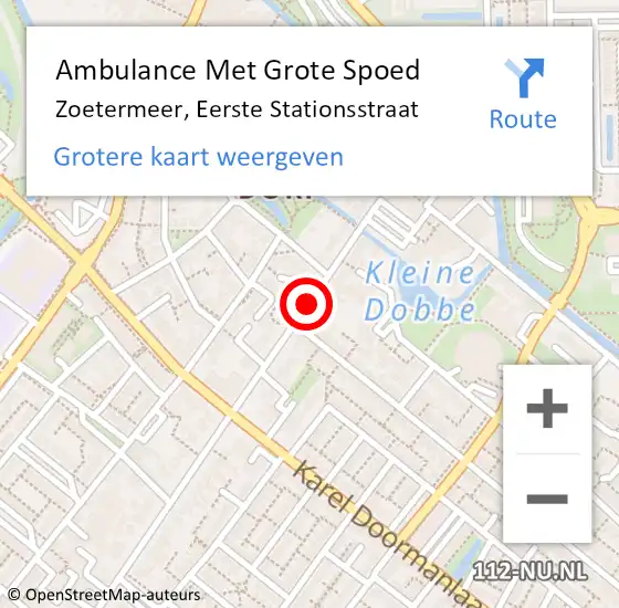 Locatie op kaart van de 112 melding: Ambulance Met Grote Spoed Naar Zoetermeer, Eerste Stationsstraat op 19 oktober 2019 18:11
