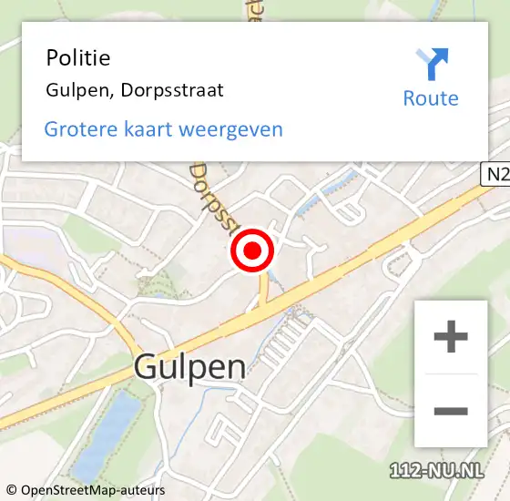 Locatie op kaart van de 112 melding: Politie Gulpen, Dorpsstraat op 19 oktober 2019 18:15