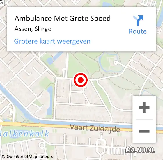 Locatie op kaart van de 112 melding: Ambulance Met Grote Spoed Naar Assen, Slinge op 19 oktober 2019 18:20