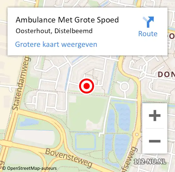 Locatie op kaart van de 112 melding: Ambulance Met Grote Spoed Naar Oosterhout, Distelbeemd op 19 oktober 2019 18:44