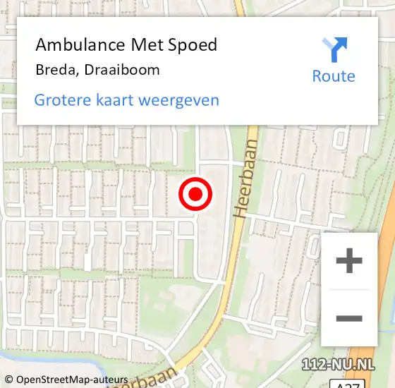 Locatie op kaart van de 112 melding: Ambulance Met Spoed Naar Breda, Draaiboom op 19 oktober 2019 19:15