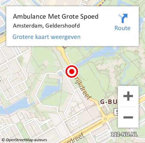 Locatie op kaart van de 112 melding: Ambulance Met Grote Spoed Naar Amsterdam, Geldershoofd op 19 oktober 2019 19:33