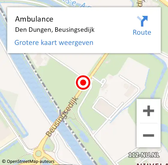 Locatie op kaart van de 112 melding: Ambulance Den Dungen, Beusingsedijk op 19 oktober 2019 19:52