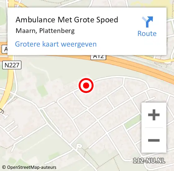 Locatie op kaart van de 112 melding: Ambulance Met Grote Spoed Naar Maarn, Plattenberg op 19 oktober 2019 22:20