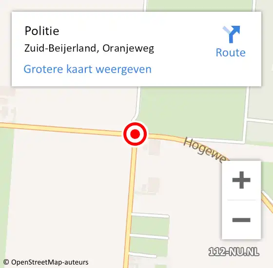 Locatie op kaart van de 112 melding: Politie Zuid-Beijerland, Oranjeweg op 19 oktober 2019 23:13