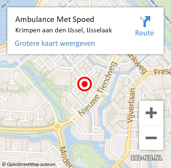 Locatie op kaart van de 112 melding: Ambulance Met Spoed Naar Krimpen aan den IJssel, IJsselaak op 20 oktober 2019 00:18