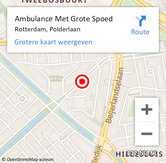 Locatie op kaart van de 112 melding: Ambulance Met Grote Spoed Naar Rotterdam, Polderlaan op 20 oktober 2019 00:51