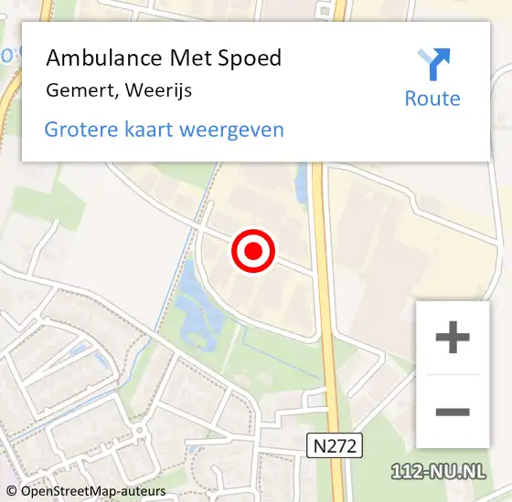 Locatie op kaart van de 112 melding: Ambulance Met Spoed Naar Gemert, Weerijs op 20 oktober 2019 01:02