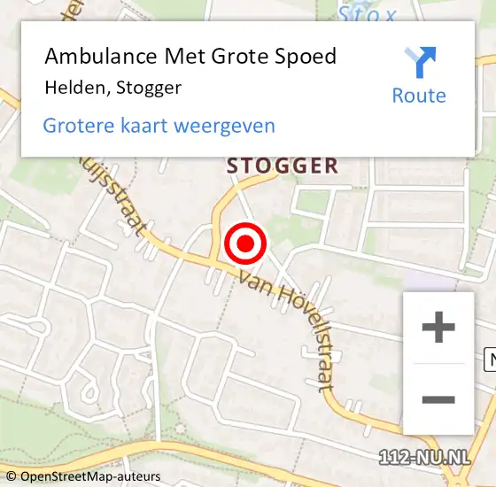 Locatie op kaart van de 112 melding: Ambulance Met Grote Spoed Naar Helden, Stogger op 17 april 2014 09:43