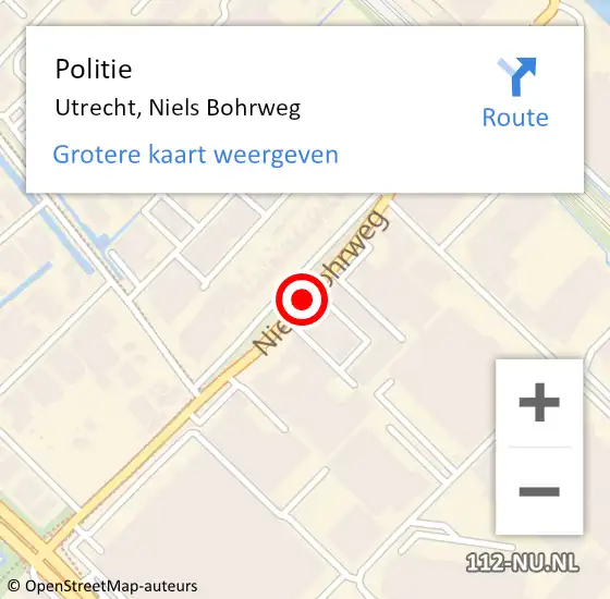 Locatie op kaart van de 112 melding: Politie Utrecht, Niels Bohrweg op 20 oktober 2019 02:45