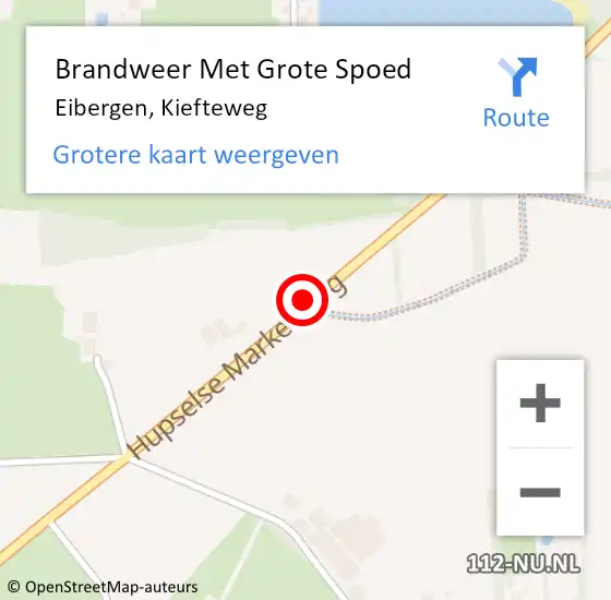 Locatie op kaart van de 112 melding: Brandweer Met Grote Spoed Naar Eibergen, Kiefteweg op 20 oktober 2019 06:51