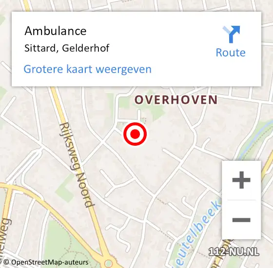 Locatie op kaart van de 112 melding: Ambulance Sittard, Gelderhof op 17 april 2014 09:56