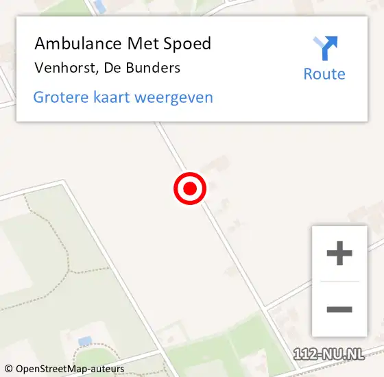 Locatie op kaart van de 112 melding: Ambulance Met Spoed Naar Venhorst, De Bunders op 20 oktober 2019 08:30