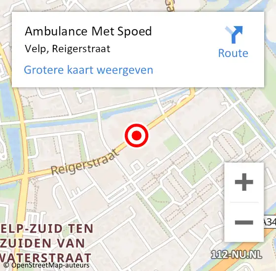 Locatie op kaart van de 112 melding: Ambulance Met Spoed Naar Velp, Reigerstraat op 20 oktober 2019 08:52