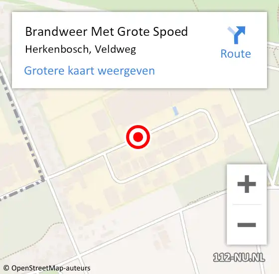 Locatie op kaart van de 112 melding: Brandweer Met Grote Spoed Naar Herkenbosch, Veldweg op 20 oktober 2019 09:04