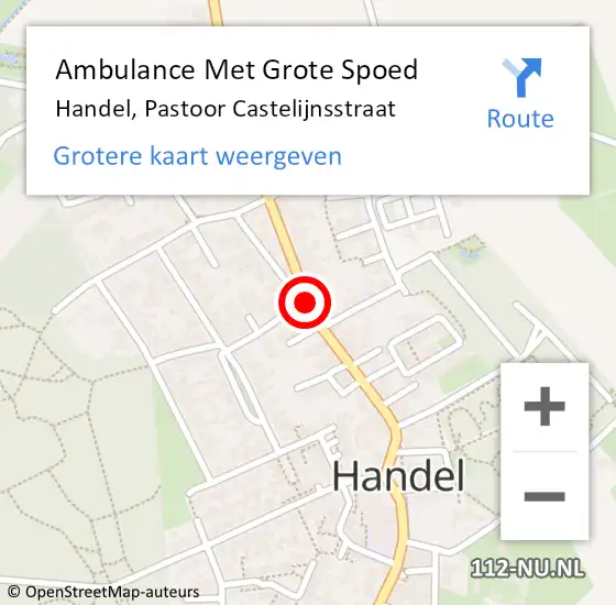 Locatie op kaart van de 112 melding: Ambulance Met Grote Spoed Naar Handel, Pastoor Castelijnsstraat op 20 oktober 2019 09:39