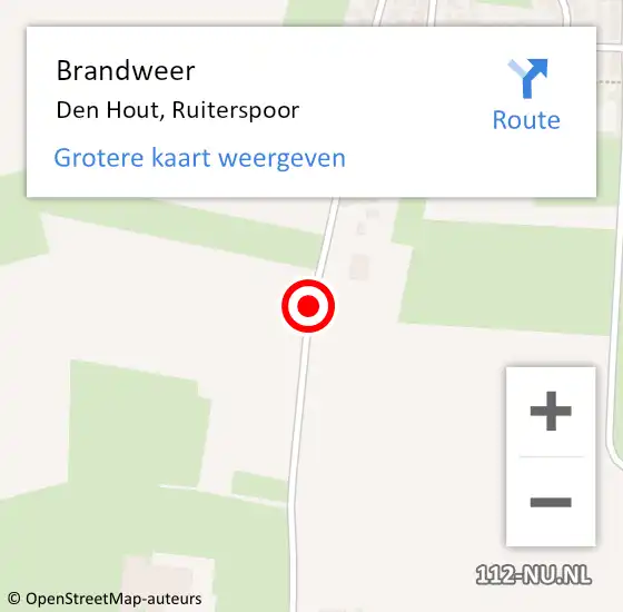 Locatie op kaart van de 112 melding: Brandweer Den Hout, Ruiterspoor op 20 oktober 2019 10:20