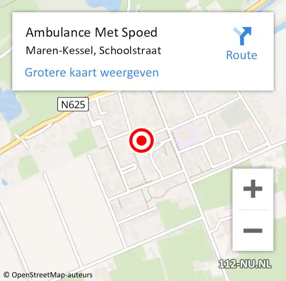 Locatie op kaart van de 112 melding: Ambulance Met Spoed Naar Maren-Kessel, Schoolstraat op 20 oktober 2019 10:27