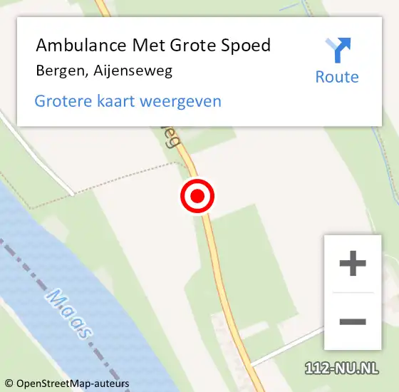 Locatie op kaart van de 112 melding: Ambulance Met Grote Spoed Naar Bergen, Aijenseweg op 20 oktober 2019 10:32