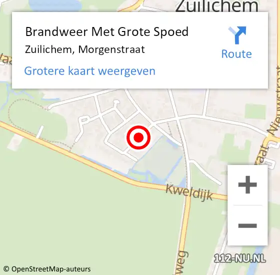 Locatie op kaart van de 112 melding: Brandweer Met Grote Spoed Naar Zuilichem, Morgenstraat op 20 oktober 2019 10:38