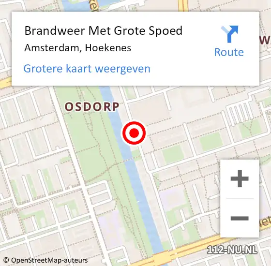Locatie op kaart van de 112 melding: Brandweer Met Grote Spoed Naar Amsterdam, Hoekenes op 20 oktober 2019 10:41