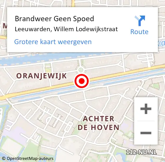 Locatie op kaart van de 112 melding: Brandweer Geen Spoed Naar Leeuwarden, Willem Lodewijkstraat op 20 oktober 2019 11:11