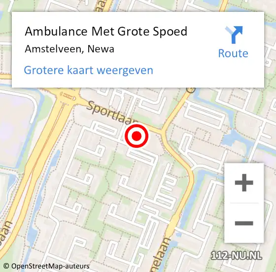 Locatie op kaart van de 112 melding: Ambulance Met Grote Spoed Naar Amstelveen, Newa op 20 oktober 2019 11:11