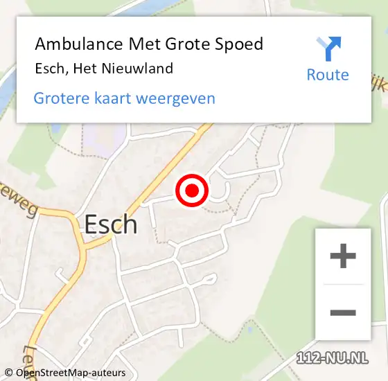 Locatie op kaart van de 112 melding: Ambulance Met Grote Spoed Naar Esch, Het Nieuwland op 20 oktober 2019 12:46