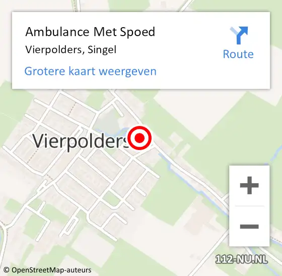 Locatie op kaart van de 112 melding: Ambulance Met Spoed Naar Vierpolders, Singel op 20 oktober 2019 13:09