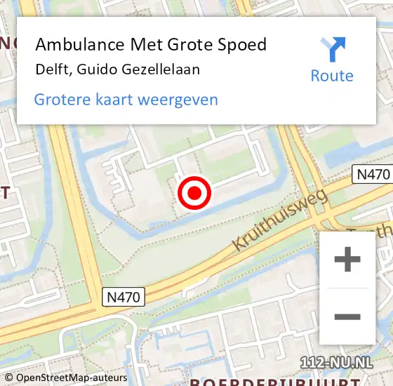 Locatie op kaart van de 112 melding: Ambulance Met Grote Spoed Naar Delft, Guido Gezellelaan op 20 oktober 2019 14:04
