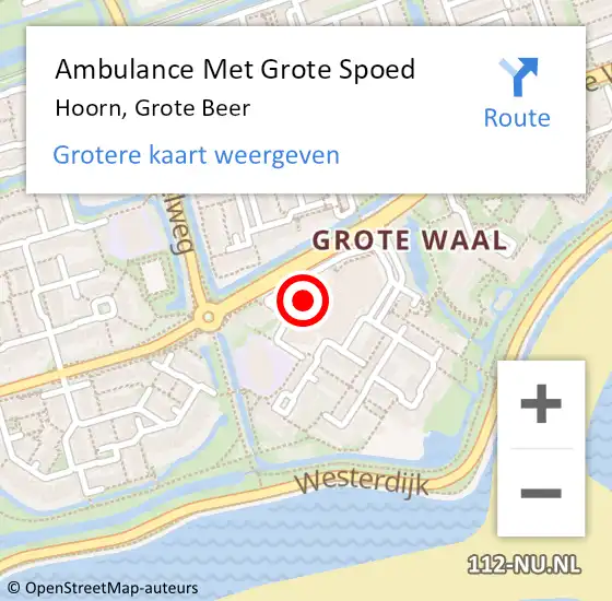 Locatie op kaart van de 112 melding: Ambulance Met Grote Spoed Naar Hoorn, Grote Beer op 20 oktober 2019 14:44