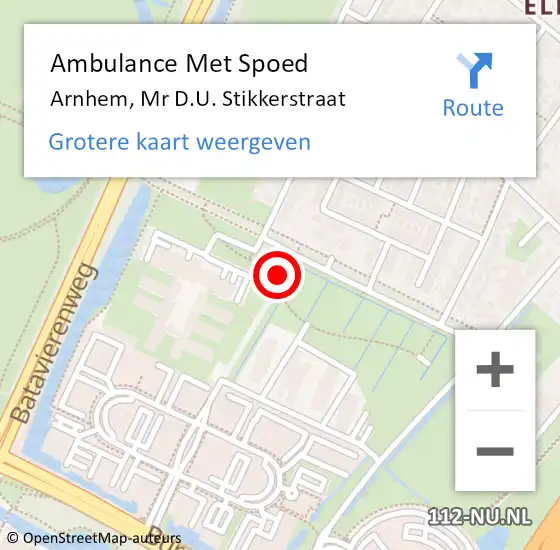 Locatie op kaart van de 112 melding: Ambulance Met Spoed Naar Arnhem, Mr D.U. Stikkerstraat op 20 oktober 2019 14:46